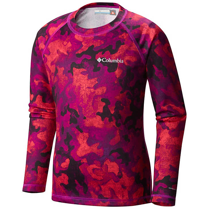 Columbia Youth Midweight Printed Baselayer Crew Neck Long Sleeve Shirt